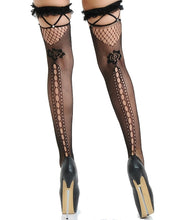 Cargar imagen en el visor de la galería, Medias negras con encaje fruncido
