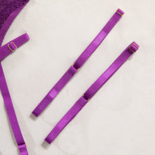 Cargar imagen en el visor de la galería, Amatista – Set de Encaje Púrpura con Liguero