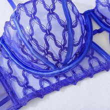 Cargar imagen en el visor de la galería, Zafiro Dorado – Set con Liguero, Aberturas y Detalles Dorados