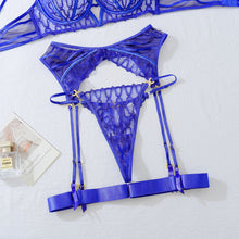 Cargar imagen en el visor de la galería, Zafiro Dorado – Set con Liguero, Aberturas y Detalles Dorados