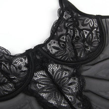 Cargar imagen en el visor de la galería, Babydoll negro con encaje floral