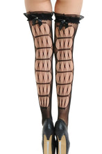 Cargar imagen en el visor de la galería, Medias negras con diseño cruzado abierto