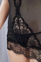 Cargar imagen en el visor de la galería, Babydoll negro con encaje floral