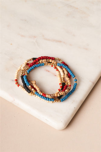 Noir – Set de Pulseras Artesanales Multicolor con Detalles Dorados