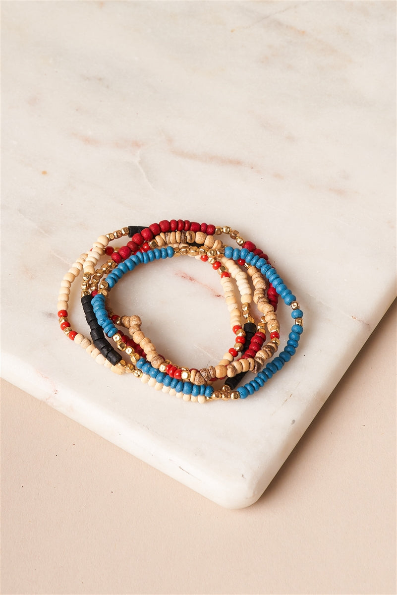Noir – Set de Pulseras Artesanales Multicolor con Detalles Dorados